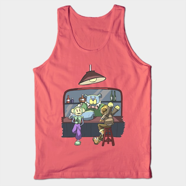 Monkey - Bot At The Bar Tank Top by JbombCreative